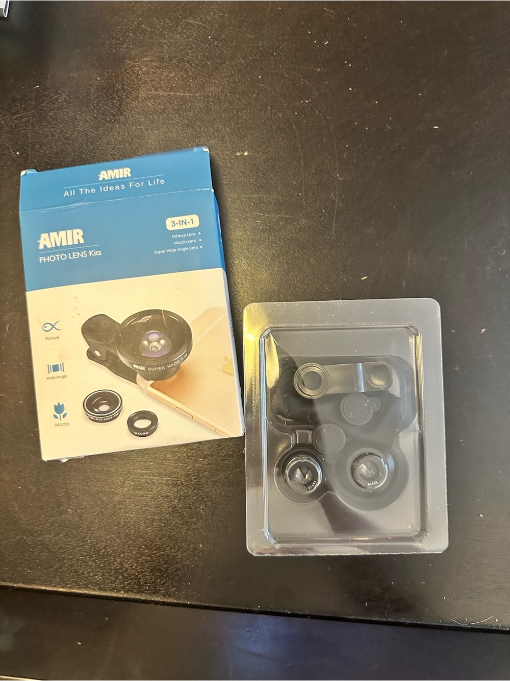 3-in-1 Clip-On Photo Lens Kit - Black